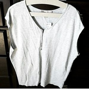 Zip Up Drop Sleeve Short Sleeve Top